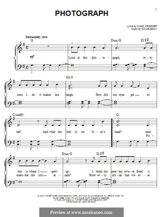 Photograph (Nickelback) by C. Kroeger sheet music on MusicaNeo