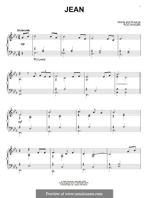 Jean (Oliver) by R. McKuen sheet music on MusicaNeo