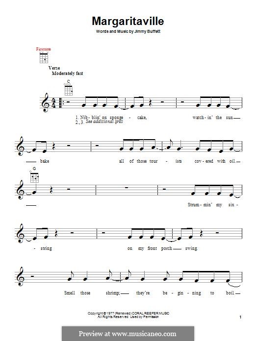 Margaritaville by J. Buffett sheet music on MusicaNeo