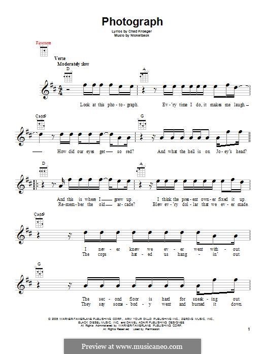 Photograph (Nickelback) by C. Kroeger sheet music on MusicaNeo