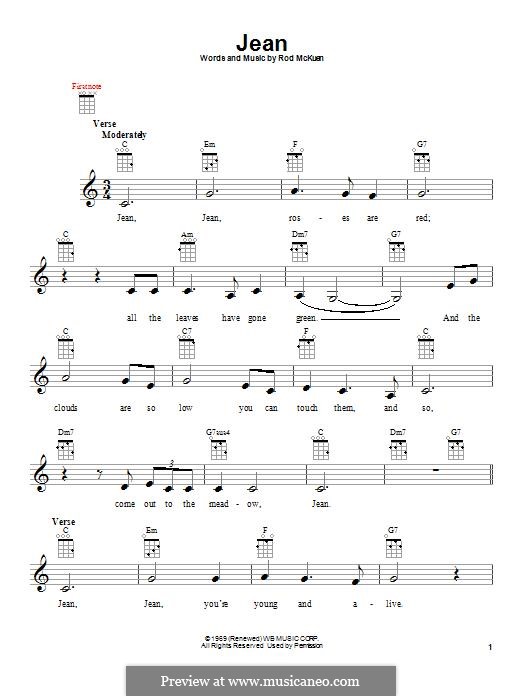 Jean (Oliver) by R. McKuen sheet music on MusicaNeo
