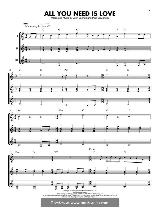 All You Need Is Love (The Beatles) by J. Lennon, P. McCartney on MusicaNeo