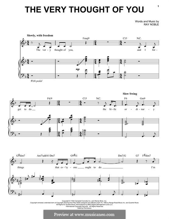The Very Thought of You by R. Noble sheet music on MusicaNeo