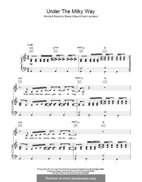 Under the Milky Way (The Church) by K. Jansson, S. Kilbey on MusicaNeo