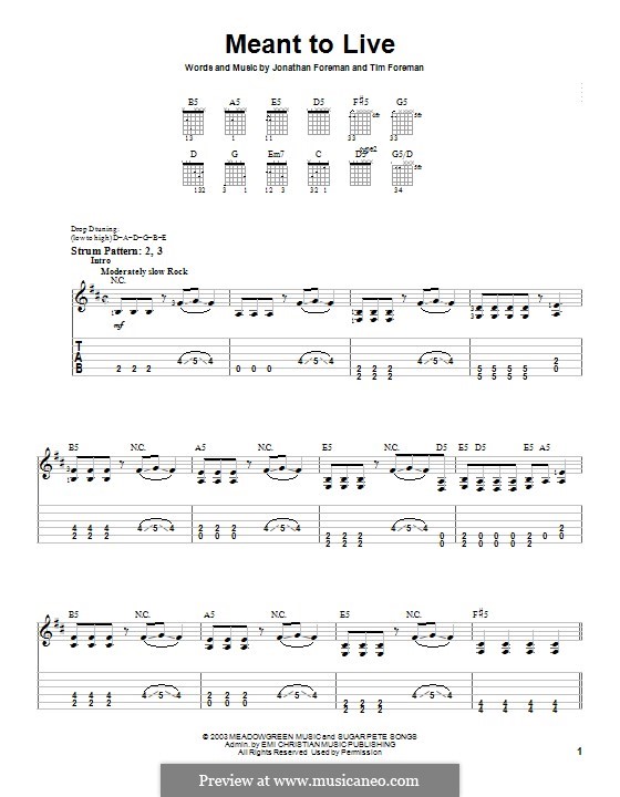 Meant to Live (Switchfoot) by J. Foreman, T. Foreman on MusicaNeo