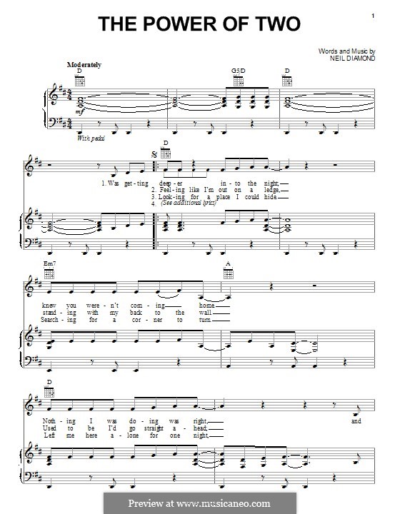 The Power of Two by N. Diamond sheet music on MusicaNeo