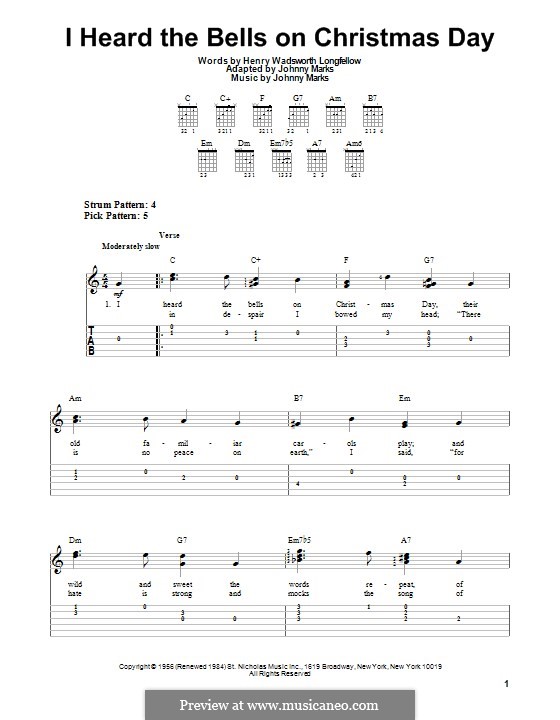 I Heard The Bells On Christmas Day Johnny Marks I Heard the Bells on Christmas Day by J. Marks sheet music on MusicaNeo