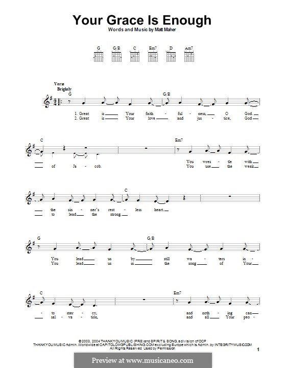 Your Grace is Enough by M. Maher sheet music on MusicaNeo