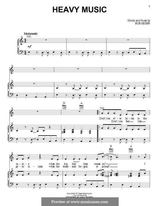 Heavy Music by B. Seger sheet music on MusicaNeo
