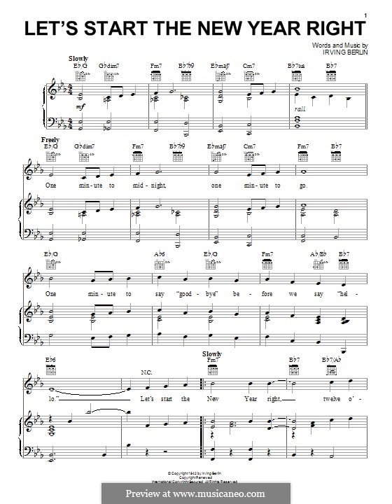 Let's Start the New Year Right by I. Berlin sheet music on MusicaNeo