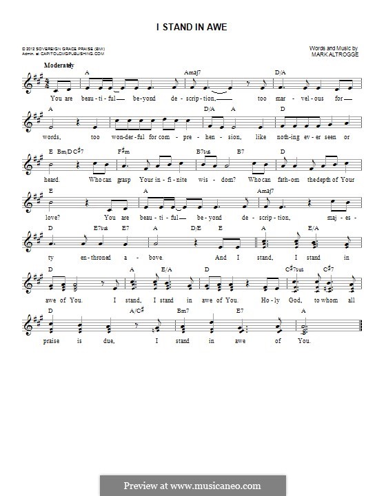 I Stand in Awe by M. Altrogge sheet music on MusicaNeo