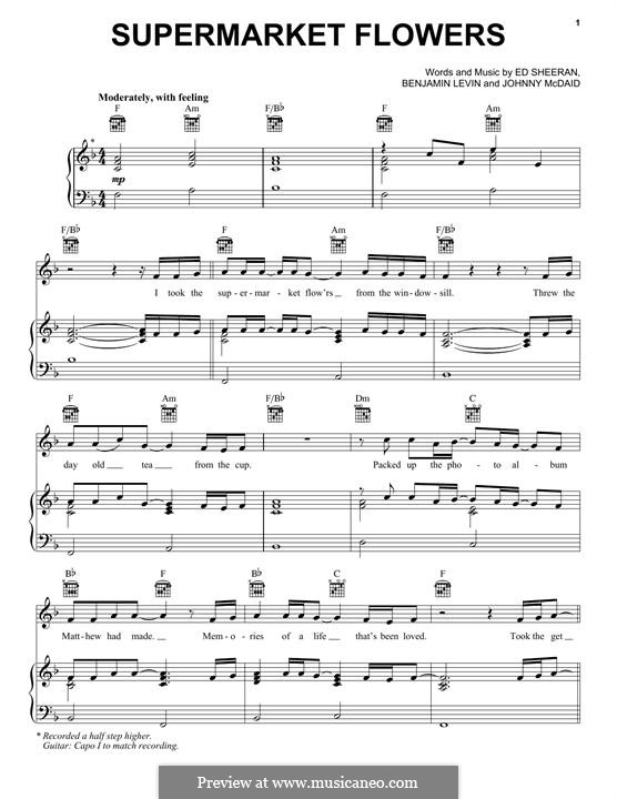 Supermarket Flowers by E. Sheeran, B. Levin, J. McDaid on MusicaNeo