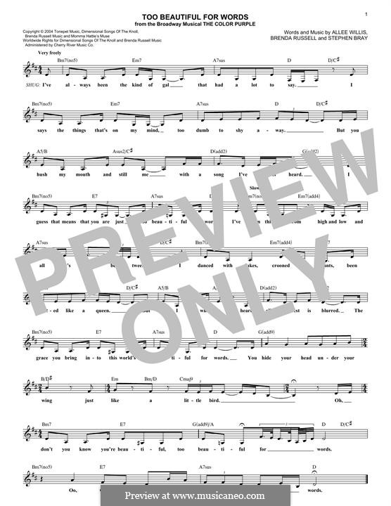 Too Beautiful for Words (The Color Purple The Musical) by A. Willis
