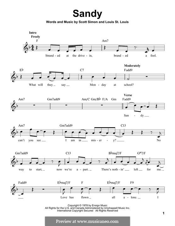 Sandy (from Grease) by L.S. Louis, S. Simon sheet music on MusicaNeo