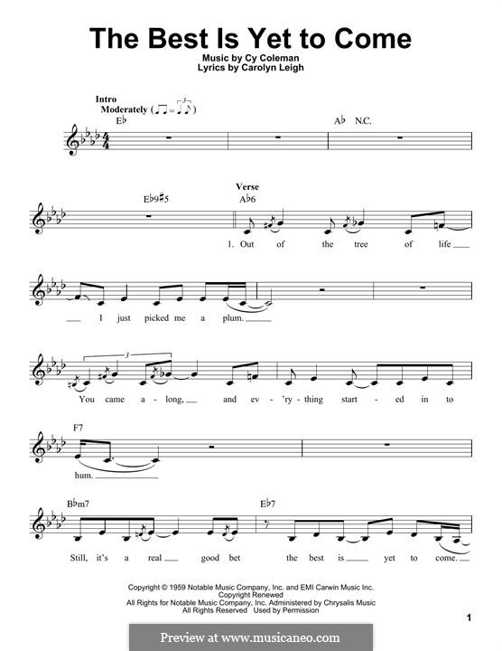 The Best is Yet to Come by C. Coleman sheet music on MusicaNeo