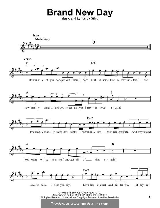 Brand New Day by Sting sheet music on MusicaNeo