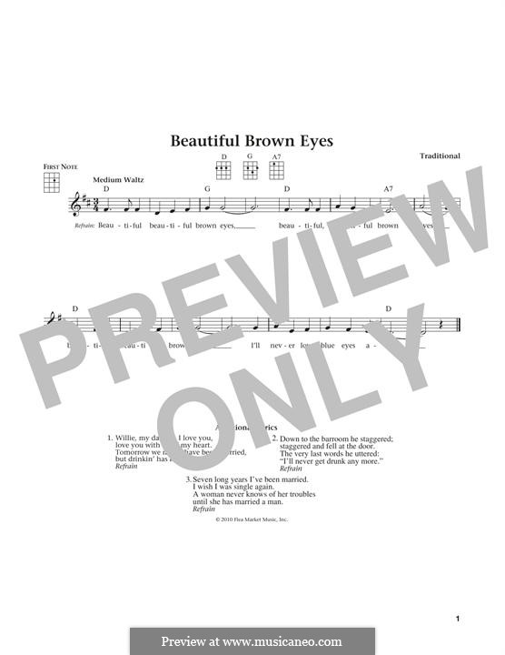 Beautiful Brown Eyes by folklore sheet music on MusicaNeo