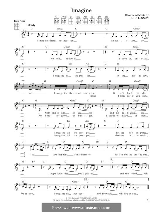 Imagine by J. Lennon sheet music on MusicaNeo