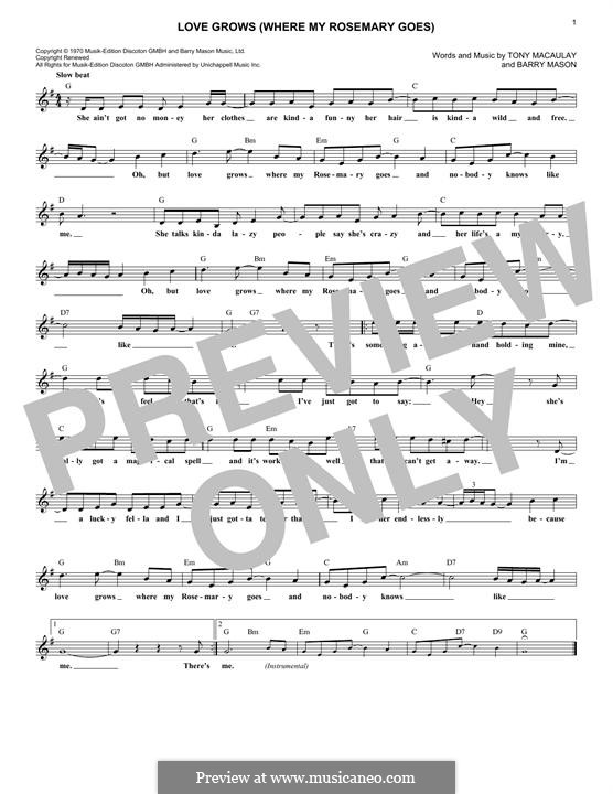 Love Grows (Where My Rosemary Goes) by B. Mason, T. Macaulay on MusicaNeo