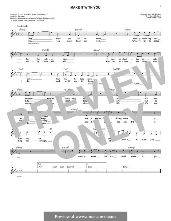 Make It with You (Bread) by D. Gates sheet music on MusicaNeo