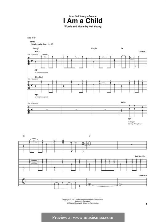 I am a Child by N. Young sheet music on MusicaNeo