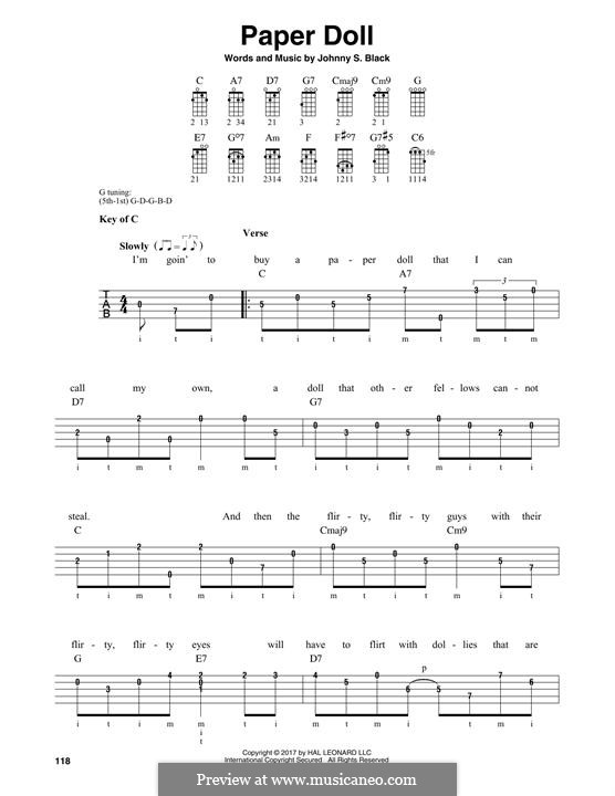 Paper Doll (The Mills Brothers) by J.S. Black sheet music on MusicaNeo