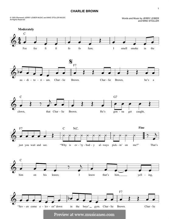 Charlie Brown (The Coasters) by J. Leiber, M. Stoller on MusicaNeo