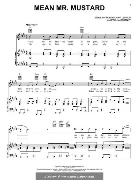Mean Mr. Mustard (The Beatles) by J. Lennon, P. McCartney on MusicaNeo