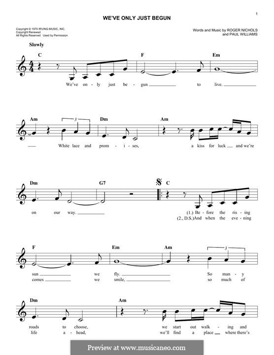 We've Only Just Begun (Carpenters) by P.H. Williams, R