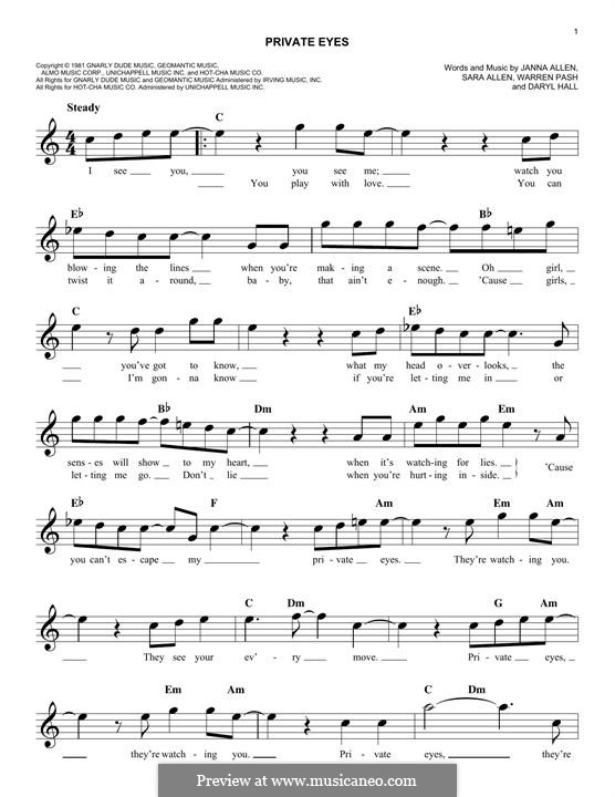 Private Eyes (Hall & Oates) by D. Hall, J. Allen, S. Allen, W. Pash on