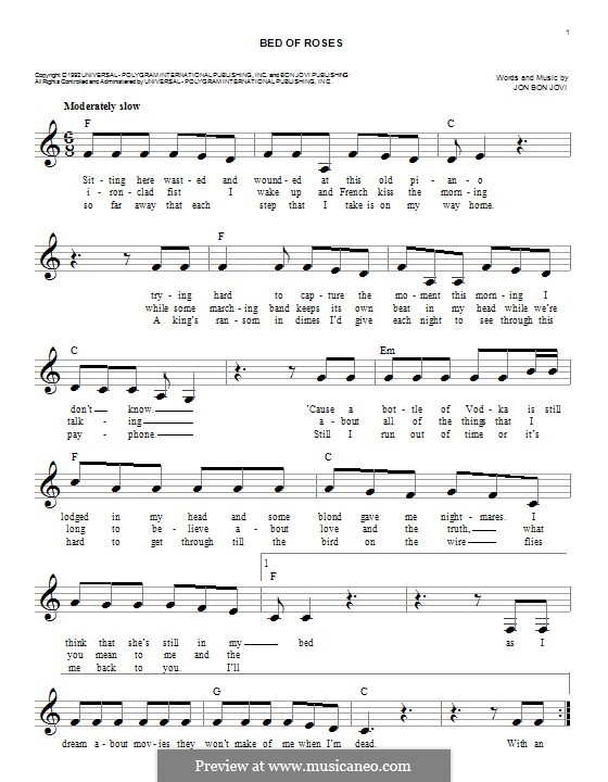 Bed of Roses (Bon Jovi) by J.B. Jovi sheet music on MusicaNeo
