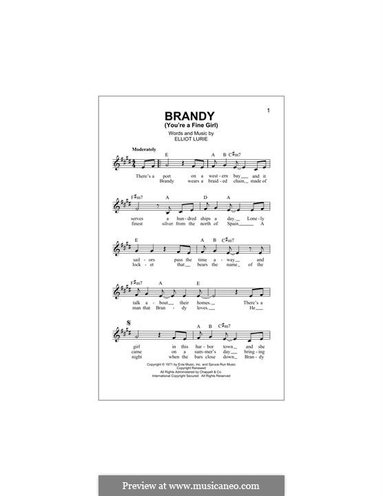 Brandy (You're a Fine Girl) by E. Lurie sheet music on MusicaNeo