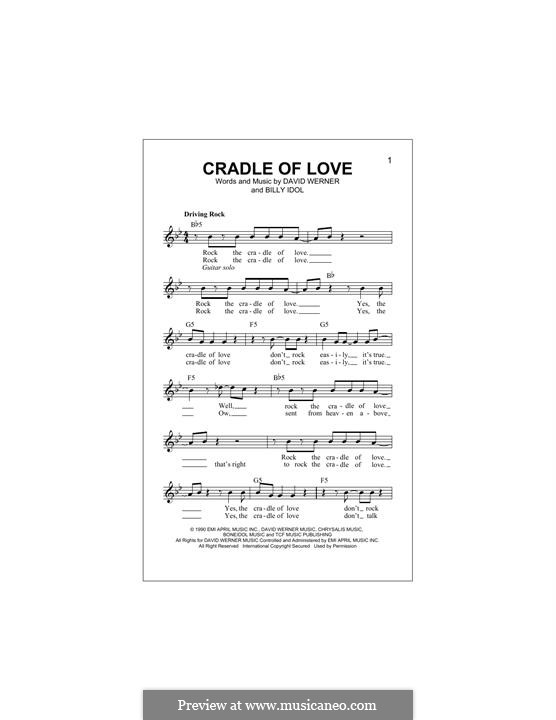 Cradle of Love (Billy Idol) by D. Werner sheet music on MusicaNeo
