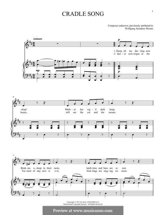 Lullaby by W.A. Mozart sheet music on MusicaNeo