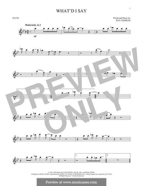 What'd I Say by R. Charles sheet music on MusicaNeo