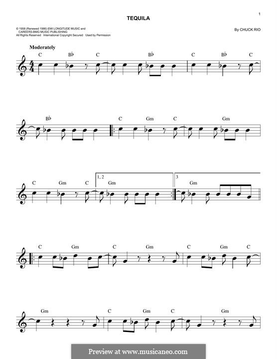 Tequila (The Champs) by C. Rio sheet music on MusicaNeo