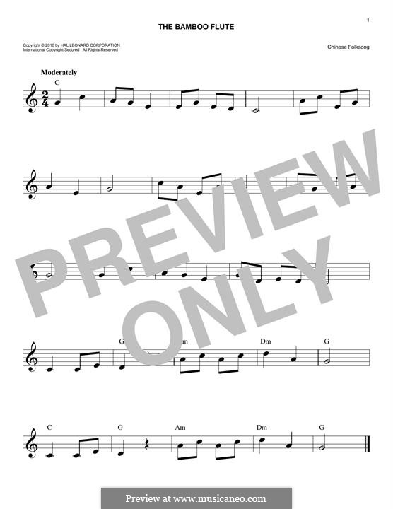 The Bamboo Flute by folklore sheet music on MusicaNeo