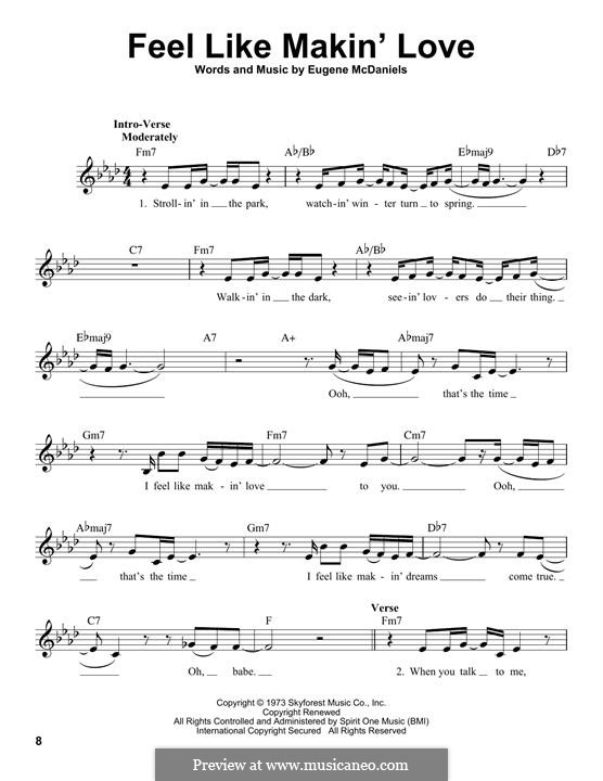 Feel Like Making Love by E. McDaniels sheet music on MusicaNeo