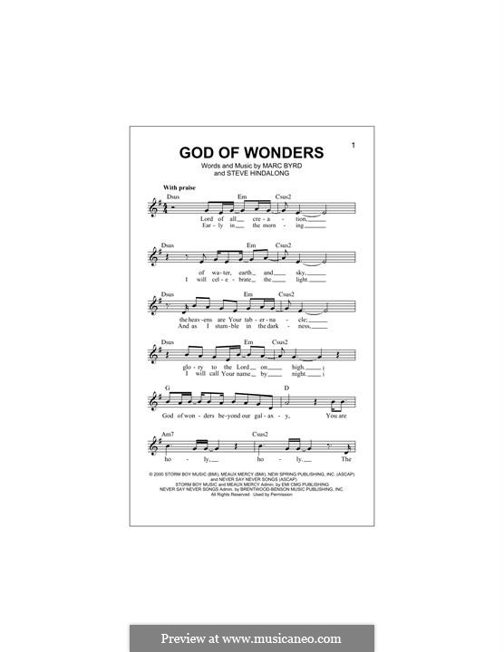 God of Wonders (Third Day) by M. Byrd, S. Hindalong on MusicaNeo