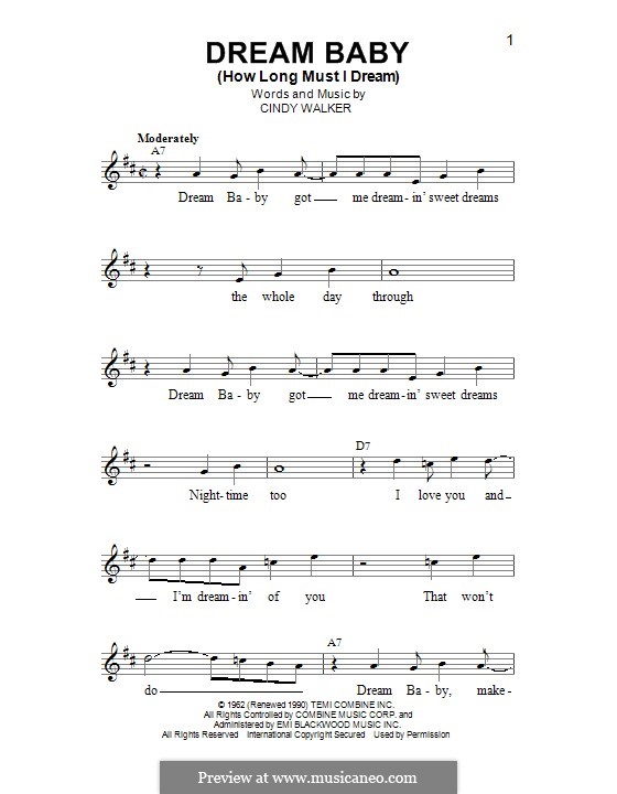 Dream Baby (How Long Must I Dream) by C. Walker sheet music on MusicaNeo