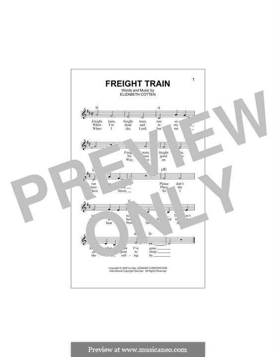 Freight Train by E. Cotten sheet music on MusicaNeo