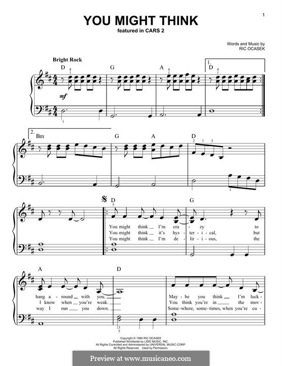 You Might Think (The Cars) by R. Ocasek sheet music on MusicaNeo