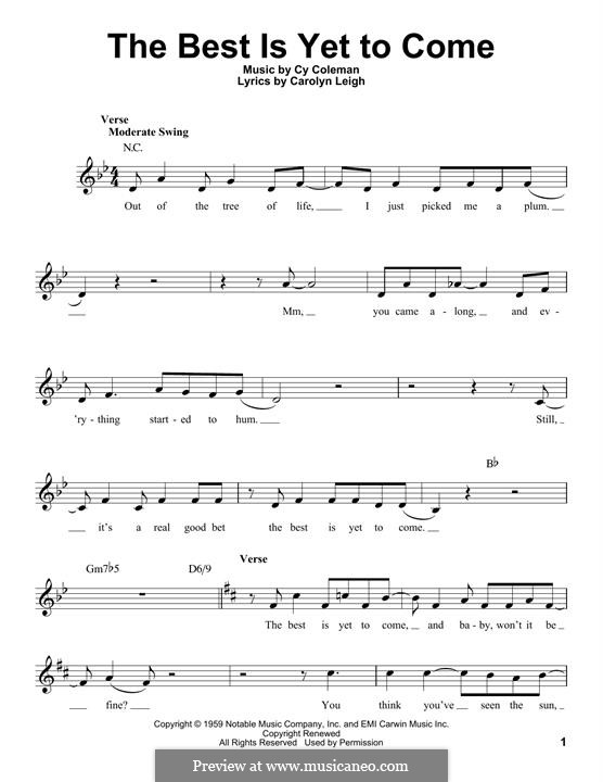 The Best is Yet to Come by C. Coleman sheet music on MusicaNeo