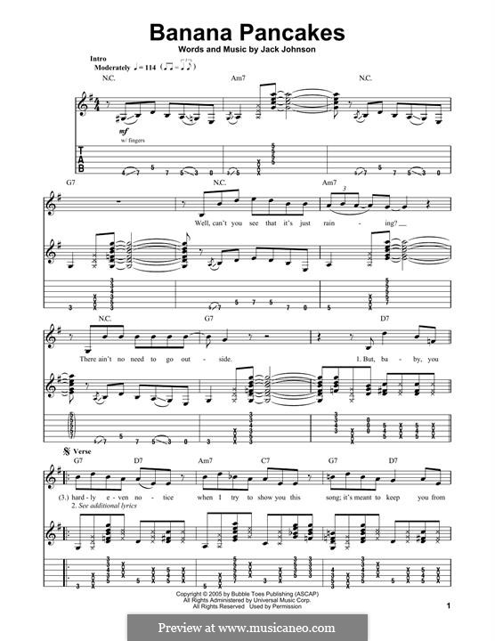 Banana Pancakes by J. Johnson sheet music on MusicaNeo