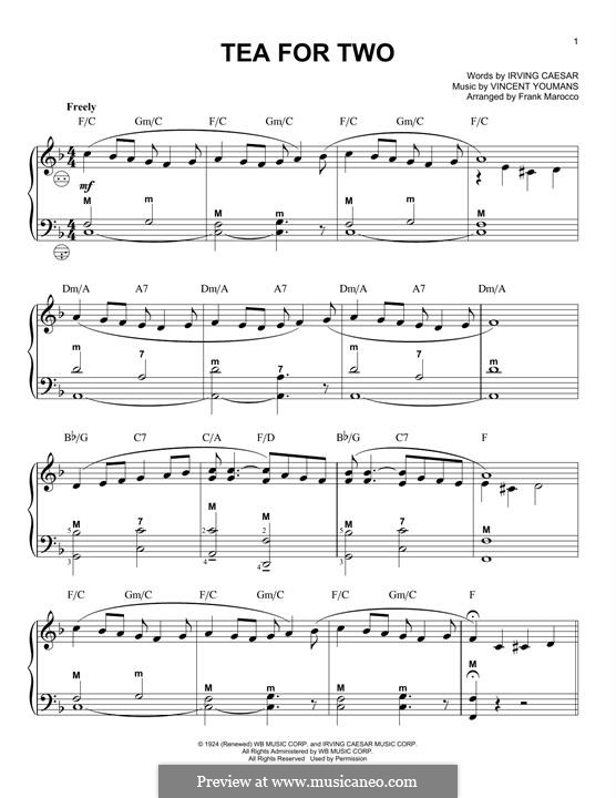 Tea for Two by V. Youmans sheet music on MusicaNeo