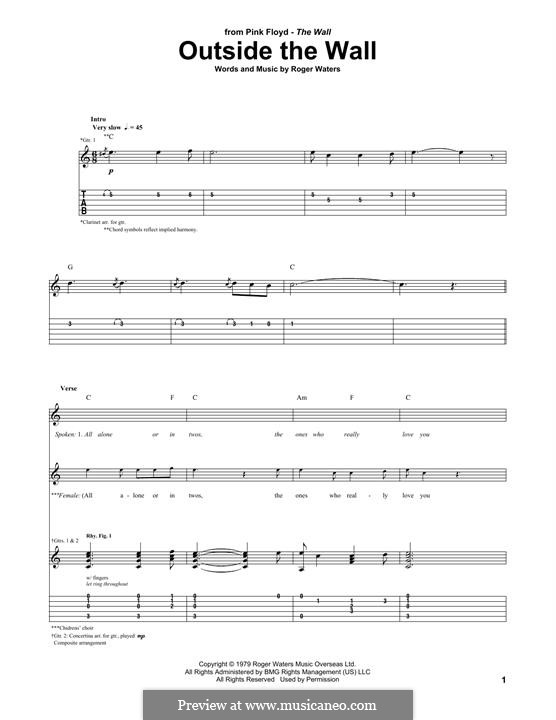 Outside the Wall (Pink Floyd) by R. Waters sheet music on MusicaNeo