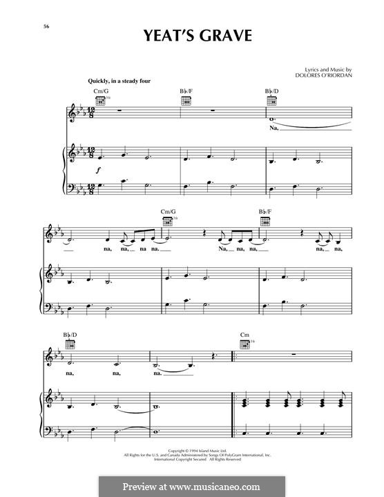 Yeat's Grave (The Cranberries) by D. O'Riordan sheet music on MusicaNeo