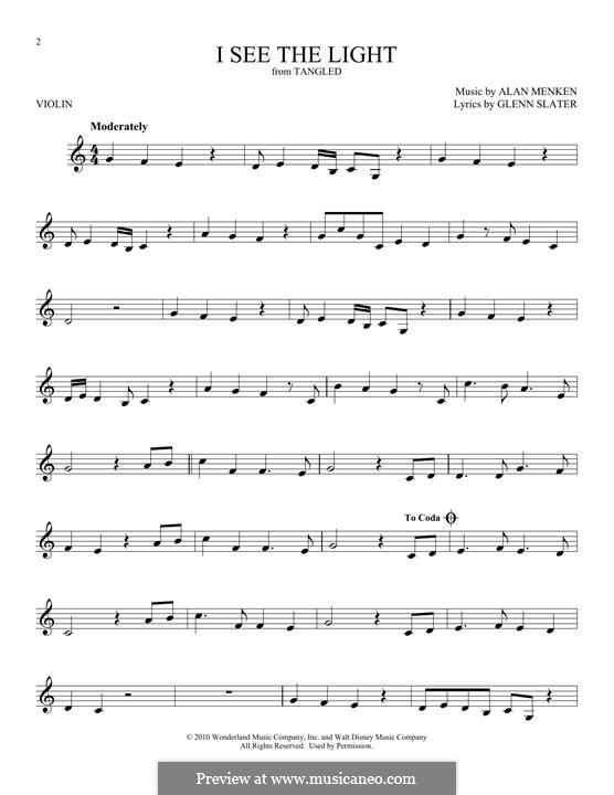 I See the Light by A. Menken sheet music on MusicaNeo