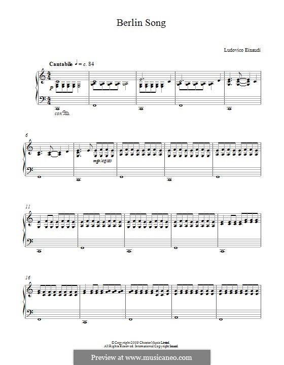 Berlin Song by L. Einaudi sheet music on MusicaNeo