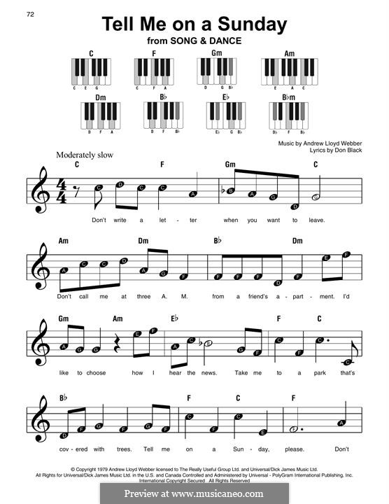Tell Me on a Sunday (Song and Dance) by A.L. Webber on MusicaNeo